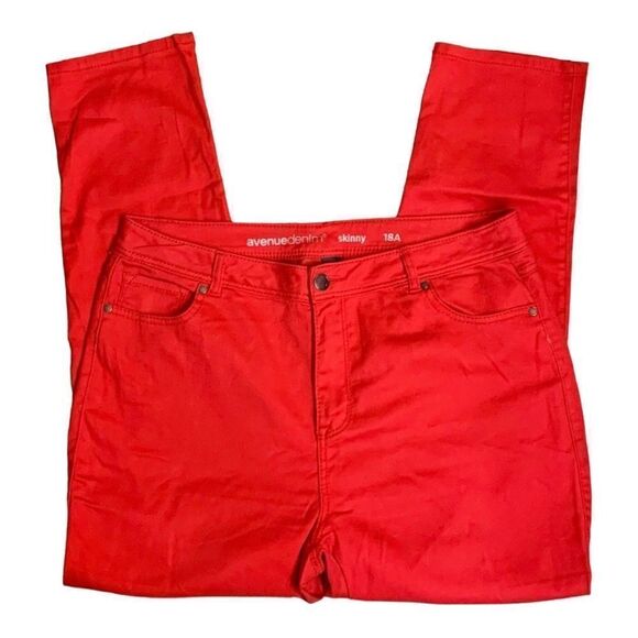 Avenue Butter Denim Red Skinny Jean’s NWT 16 Average - Picture 2 of 15